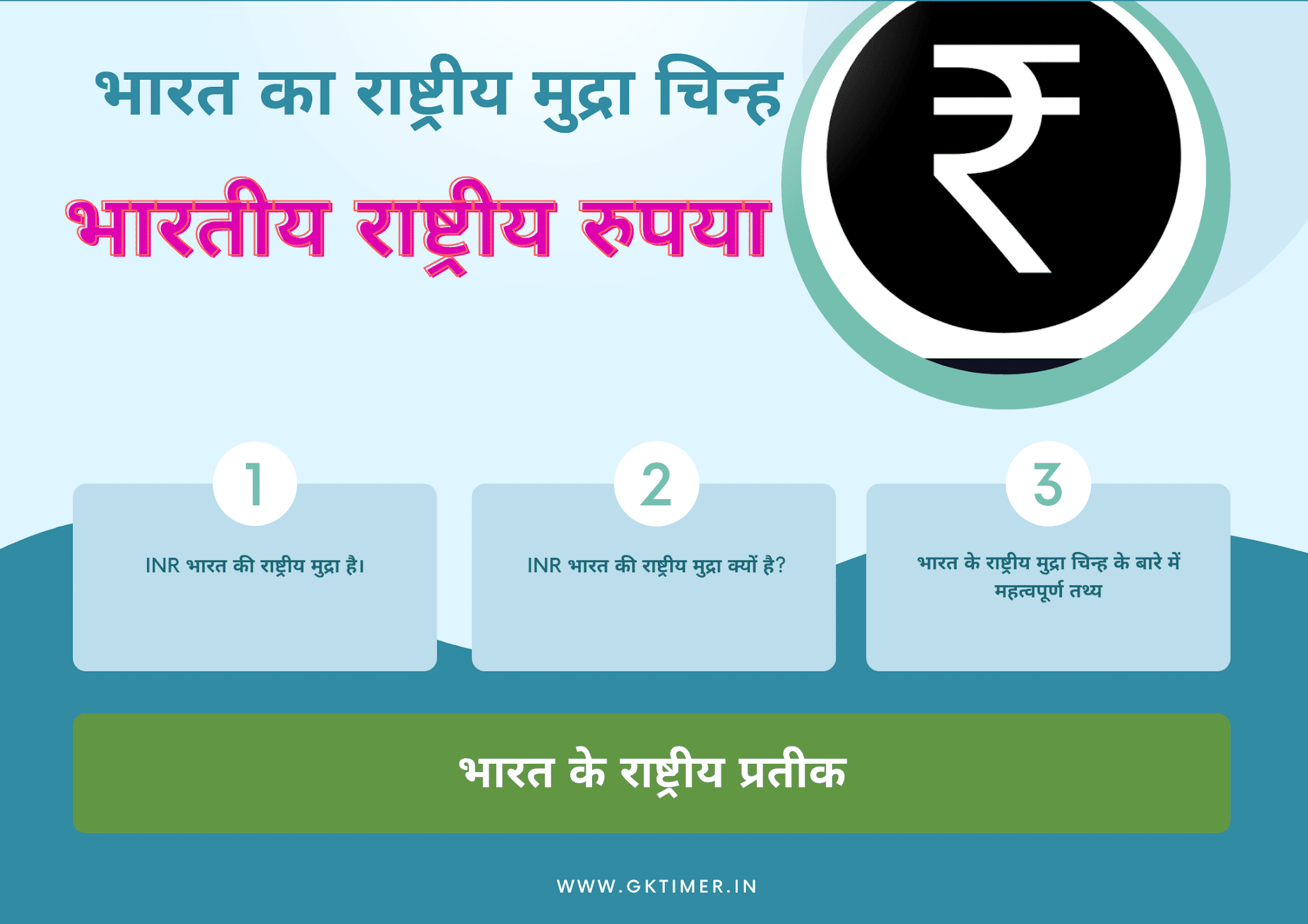 भारत का राष्ट्रीय मुद्रा प्रतीक : भारतीय राष्ट्रीय रुपया | National Currency Symbol of India in Hindi : ₹